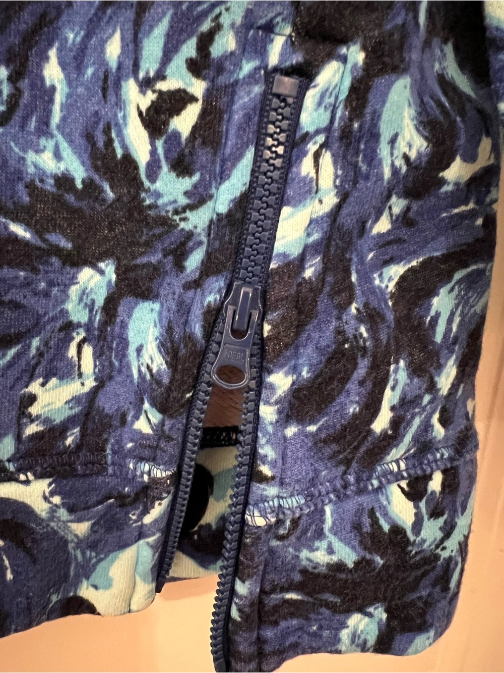Talbots Blue Floral Print Women's Cozy Pullover Sweatshirt-Type Top - Like New - Picture 3 of 7